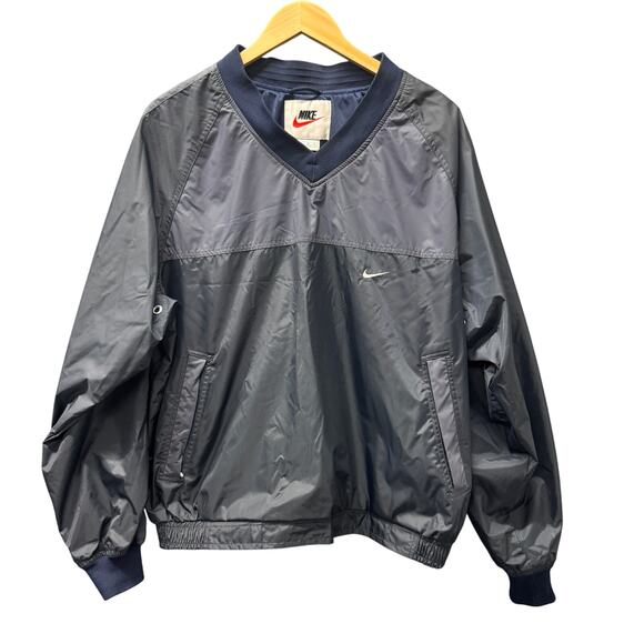 Nike Windbreaker Mens Medium Blue V-Neck Waterproof Nylon Pullover 90s Vintage - Picture 1 of 8